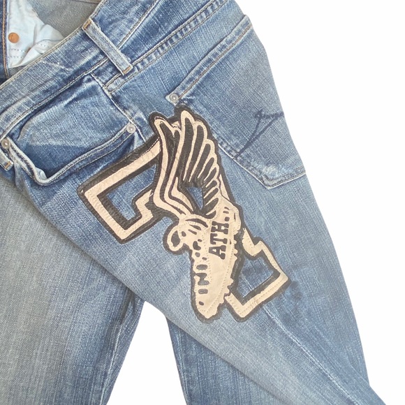 HTF: 7 For All Mankind® x Great China Wall ☻︎ 7 Leather Patch Standard Jeans ☻︎ - Picture 4 of 16